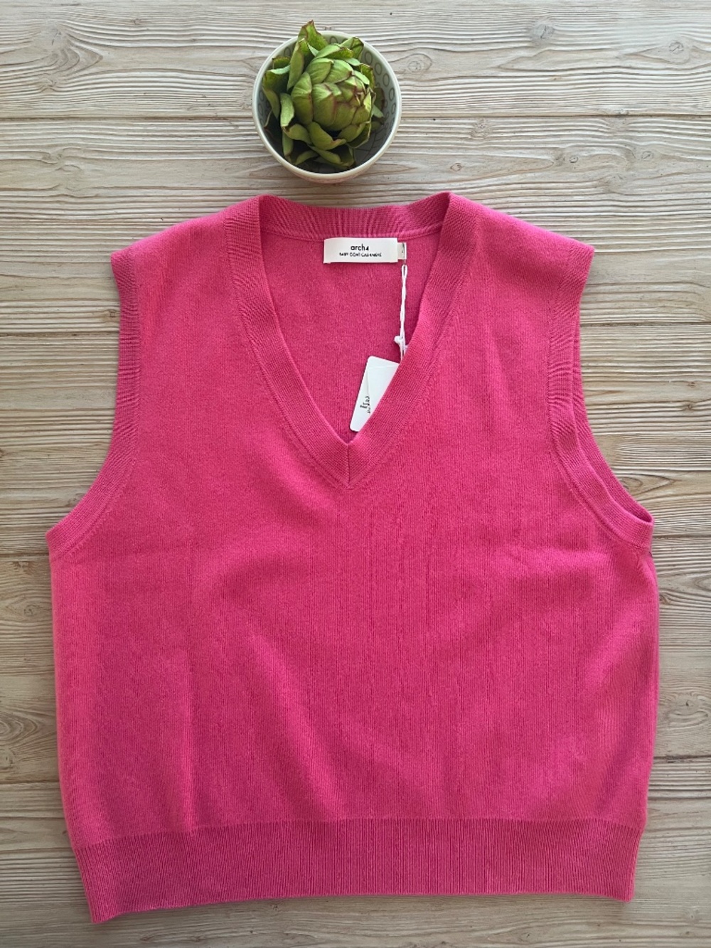 Arch4 baby goat, cashmere sweater, vest, geranium, pink, size, large, NWT - Picture 4 of 7